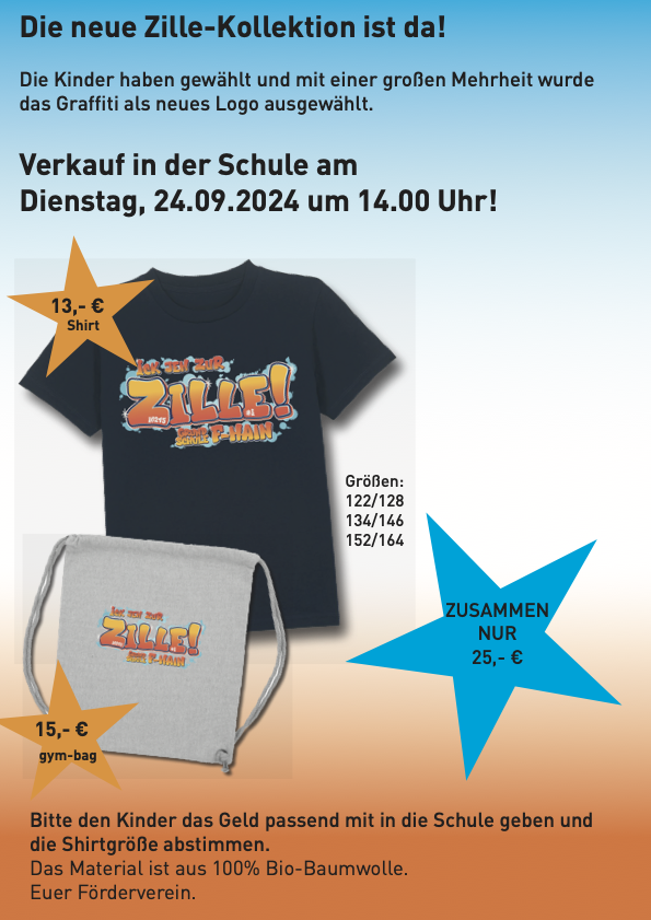 Verkauf neue Shirts und Turnbeutel am 24.09.2024